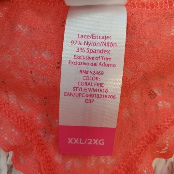 NEW Plus Size 2X Pink Lace Thong - Picture 5 of 5
